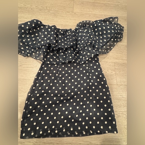 Choosy Over The Top Off Shoulder Polkadot Mini Dress Size M Ruffles - Picture 5 of 5